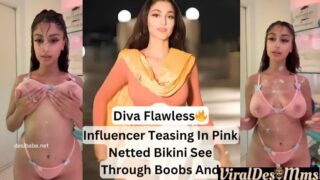 Famous OnlyFans Diva Flawless Teases in Pink Netted Bikini with Hard Pussy Rubs